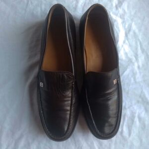 Bally Logo Brown Leather Loafers Womens 8.5 Quiet Luxury Minimalist Old Moneyn
